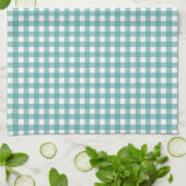 Klassisches Teal- und Weiß-Gingham-Muster Farmhous Geschirrtuch (Gefaltet)