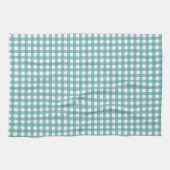 Klassisches Teal- und Weiß-Gingham-Muster Farmhous Geschirrtuch (Horizontal)