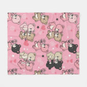 Klassisches Teddybär-Herzen-Muster Fleecedecke (Vorderseite (Horizontal))