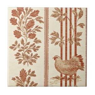 Klassisches Terrakotta-Bauernhof-Huhn-Toile-Muster Fliese