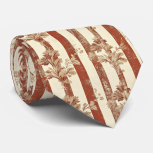 Klassisches Terrakotta-Rot-Toile-Blumenmuster-Crem Krawatte