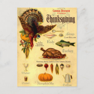 klassisches Thanksgiving-Menü Postkarte