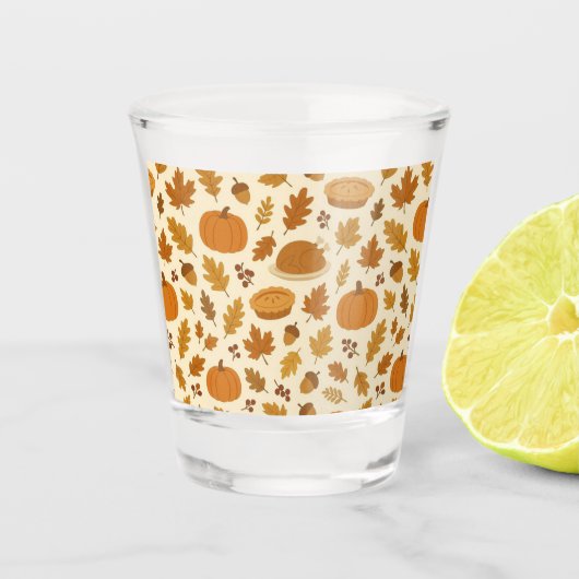 Klassisches Thanksgiving-Muster Schnapsglas (Vorderseite)