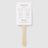 Klassisches tiefes Burgunderrot-Script-Hochzeitspr Fächer (Rückseite)