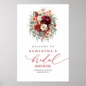 Klassisches tiefrotes florales Herbst-Brautabschie Poster (Vorne)