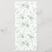 Klassisches Toile Green Floral Wedding Table Menu Menükarte (Rückseite)