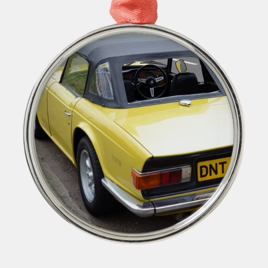 Klassisches TR6 Triumph Sportscar Silbernes Ornament (Vorne)