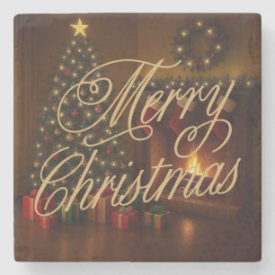 Klassisches, traditionelles Frohe Weihnachten Steinuntersetzer