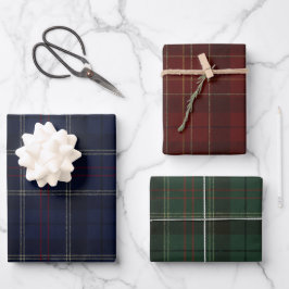 Klassisches traditionelles Marineblau-Rot-Grün-Kar Geschenkpapier Set