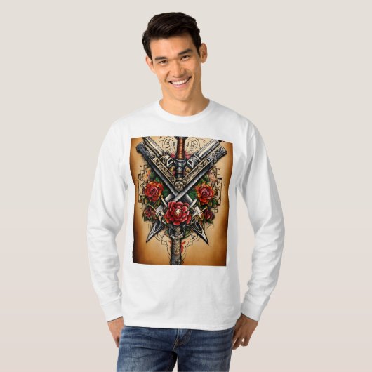 Klassisches, traditionelles, tattoo-Inspiriertes T T-Shirt (Vorne ganz)