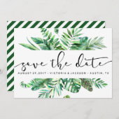 Klassisches tropisches Blattwerk mit Wasserfarbe S Save The Date (Vorne/Hinten)