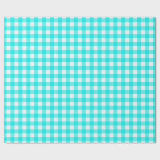 Klassisches Turquoise Gingham Scheckiges Muster Geschenkpapier (Flach)