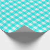 Klassisches Turquoise Gingham Scheckiges Muster Geschenkpapier (Ecke)