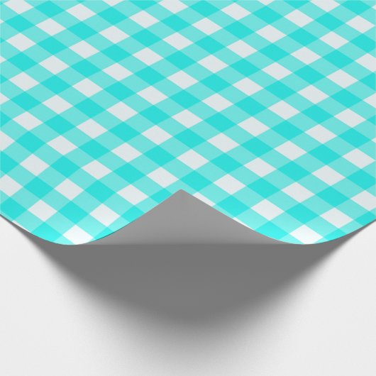 Klassisches Turquoise Gingham Scheckiges Muster Geschenkpapier (Ecke)