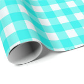 Klassisches Turquoise Gingham Scheckiges Muster Geschenkpapier (Rolleneckpunkt)