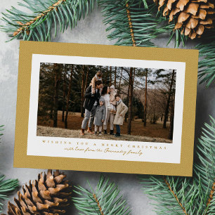 Klassisches Tweed-Rahmen Gelbgold Weihnachtsfoto Feiertagskarte