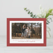 Klassisches Tweed-Rahmen Rotes Foto Weihnachten (Stehend Vorderseite)