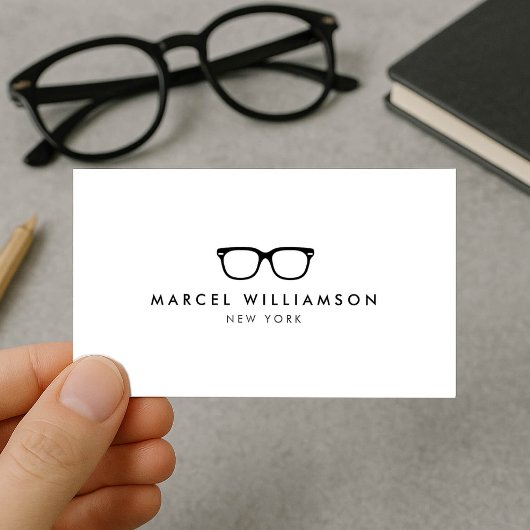 Klassisches und einfaches Black Eyeglasslogo auf W Visitenkarte