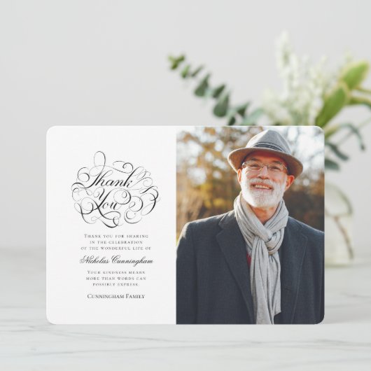 Klassisches und einfaches Foto Dankeskarte (Stehend Vorderseite)