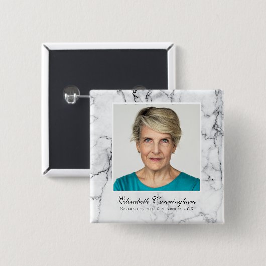 Klassisches und einfaches Foto-Marble-Memorial Button (Vorne & Hinten)