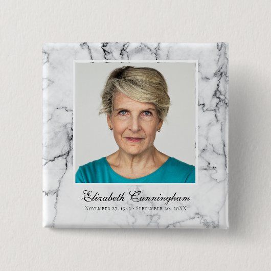 Klassisches und einfaches Foto-Marble-Memorial Button (Vorderseite)