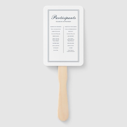 Klassisches und einfaches Hochzeitsprogramm Fächer (Rückseite)