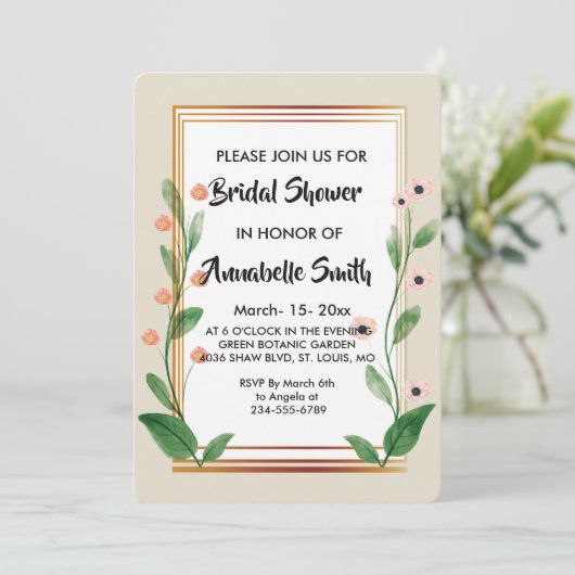 Klassisches und elegantes Brautparty Einladung (Stehend Vorderseite)