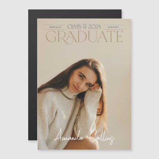 Klassisches und elegantes Headline-Foto Grad Magne Magneteinladung (Vorne/Hinten)