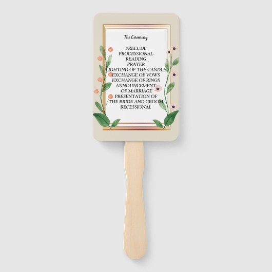 Klassisches und elegantes Hochzeitsprogramm Fächer (Rückseite)