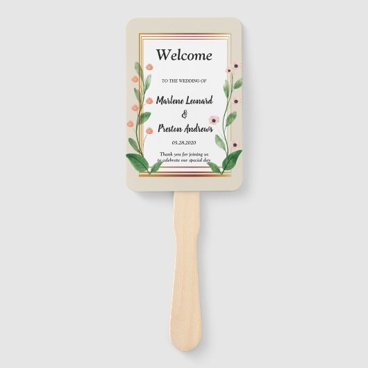 Klassisches und elegantes Hochzeitsprogramm Fächer (Vorderseite)