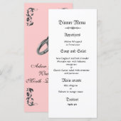 Klassisches und elegantes rosa Hochzeitsmenü Menükarte (Vorne/Hinten)