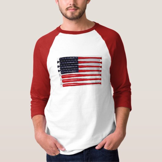 klassisches US-Flagge Baseballschläger Pop-Art T-S T-Shirt (Vorderseite)