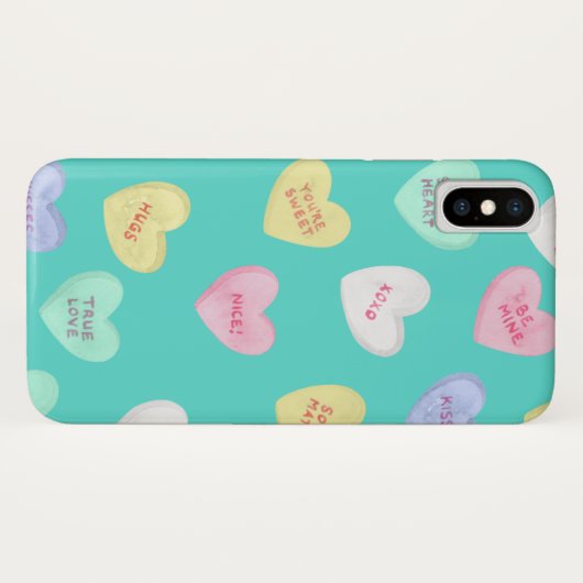 Klassisches Valentinisches Candy Hearts auf Aquama Case-Mate iPhone Hülle (Rückseite (Horizontal))