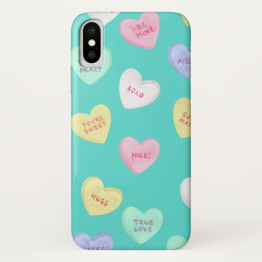 Klassisches Valentinisches Candy Hearts auf Aquama Case-Mate iPhone Hülle (Rückseite)