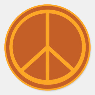 Klassisches verbranntes orangefarbenes Friedenszei Runder Aufkleber