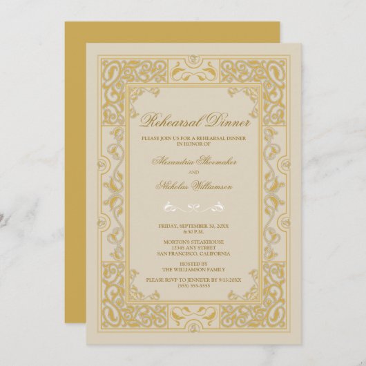 Klassisches Vignetten-Proben-Abendessen laden ein Einladung (Vorne/Hinten)