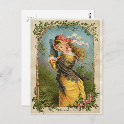 Klassisches Viktorianisches Etching - Sommerdusche Postkarte (Vorne/Hinten)