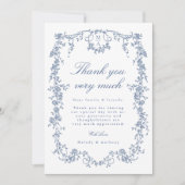 Klassisches Viktorianisches französisches Blue Flo Dankeskarte (Vorderseite)