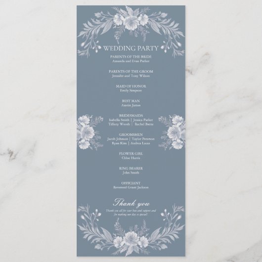 Klassisches Viktorianisches Hochzeitsprogramm mit Programm (Rückseite)