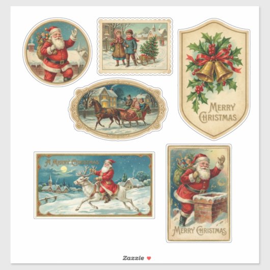 Klassisches viktorianisches Weihnachten Aufkleber (Blatt)