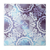 Klassisches Vintag-blaugraues geometrisches Muster Fliese (Vorderseite)