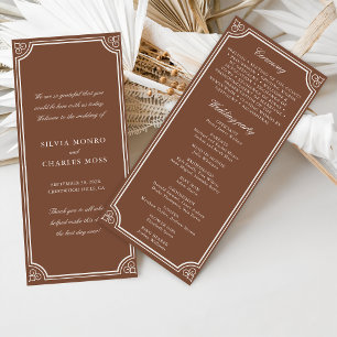 Klassisches Vintag Brown & Ecru Hochzeitsprogramm