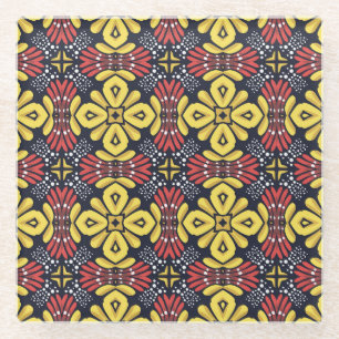 Klassisches Vintag: Muster nahtloser Blume Glasuntersetzer