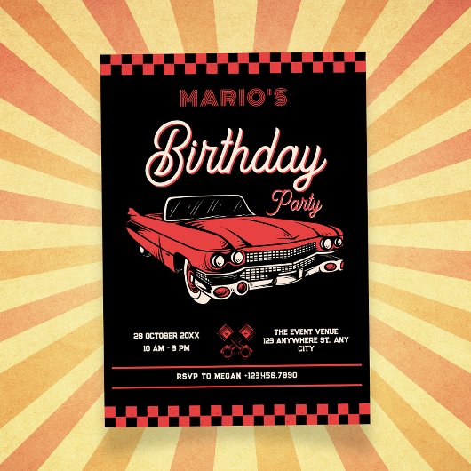 Klassisches Vintage-Auto Geburtstag Einladung