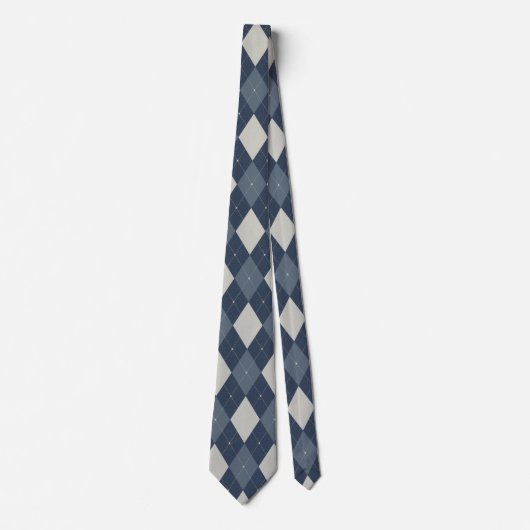 Klassisches Vintage-Blau-Argyle-Karo Krawatte (Vorderseite)