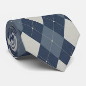 Klassisches Vintage-Blau-Argyle-Karo Krawatte (Gerollt)