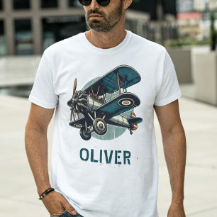 Klassisches Vintage-Doppeldeckerflugzeug T-Shirt