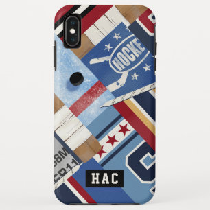 Klassisches Vintage-Eishockey-Patchwork-Shirts & P Case-Mate iPhone Hülle