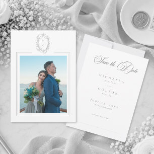 Klassisches Vintage Grau Schwarzes Florales Hochze Save The Date