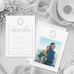 Klassisches Vintage Grau Schwarzes Florales Hochze Save The Date